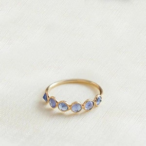 Round Tanzanite Wedding Band Ring, Art Deco Tanzanite Gold Ring, Minimalist Ring, Matching Band Ring, Art Deco Tanzanite Birthstone Ring