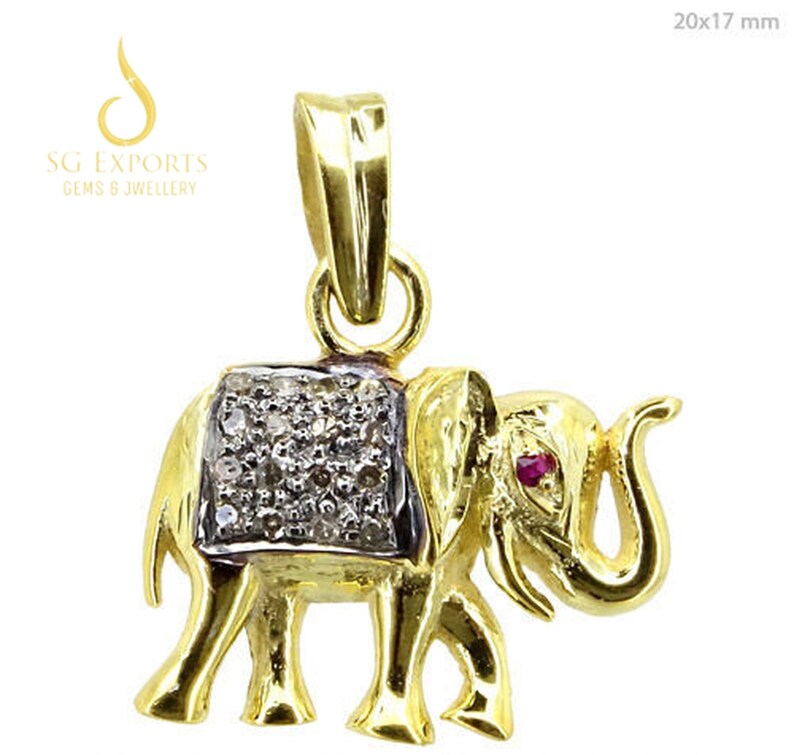 ELEPHANT Charm Pendant Gold Plated Gift Jewelry Pave Diamond Elephant Pendant Finish Handmade Designer Gift Jewelry 925 Sterling Silver