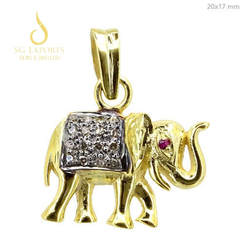 ELEPHANT Charm Pendant Gold Plated Gift Jewelry Pave Diamond Elephant Pendant Finish Handmade Designer Gift Jewelry 925 Sterling Silver