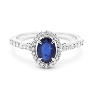Oval Blue Sapphire Ring, 14k Solid Gold Engagement Rings For Women, Blue Gemstone Ring, September Birthstone Promise Ring, Anniversary Rings