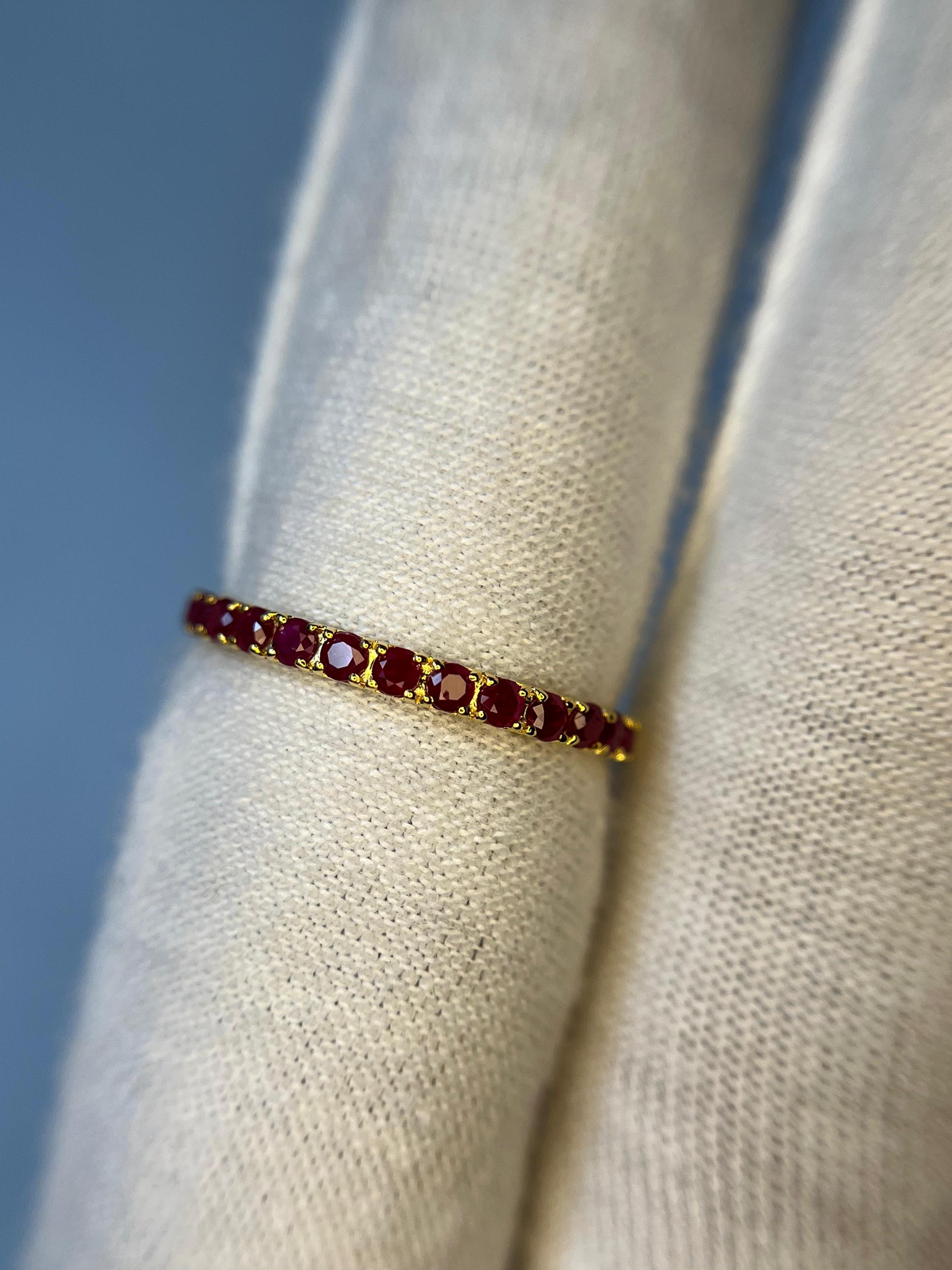 14k Gold Ruby Ring: Vintage Half Eternity Micro Pave Band - Etsy