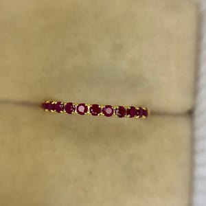 14k Gold Ruby Ring: Vintage Half Eternity Micro Pave Band - Etsy