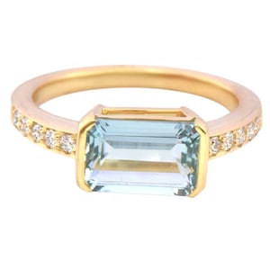 Emerald Cut Aquamarine Ring: Sterling Silver Gemstone Wedding Band