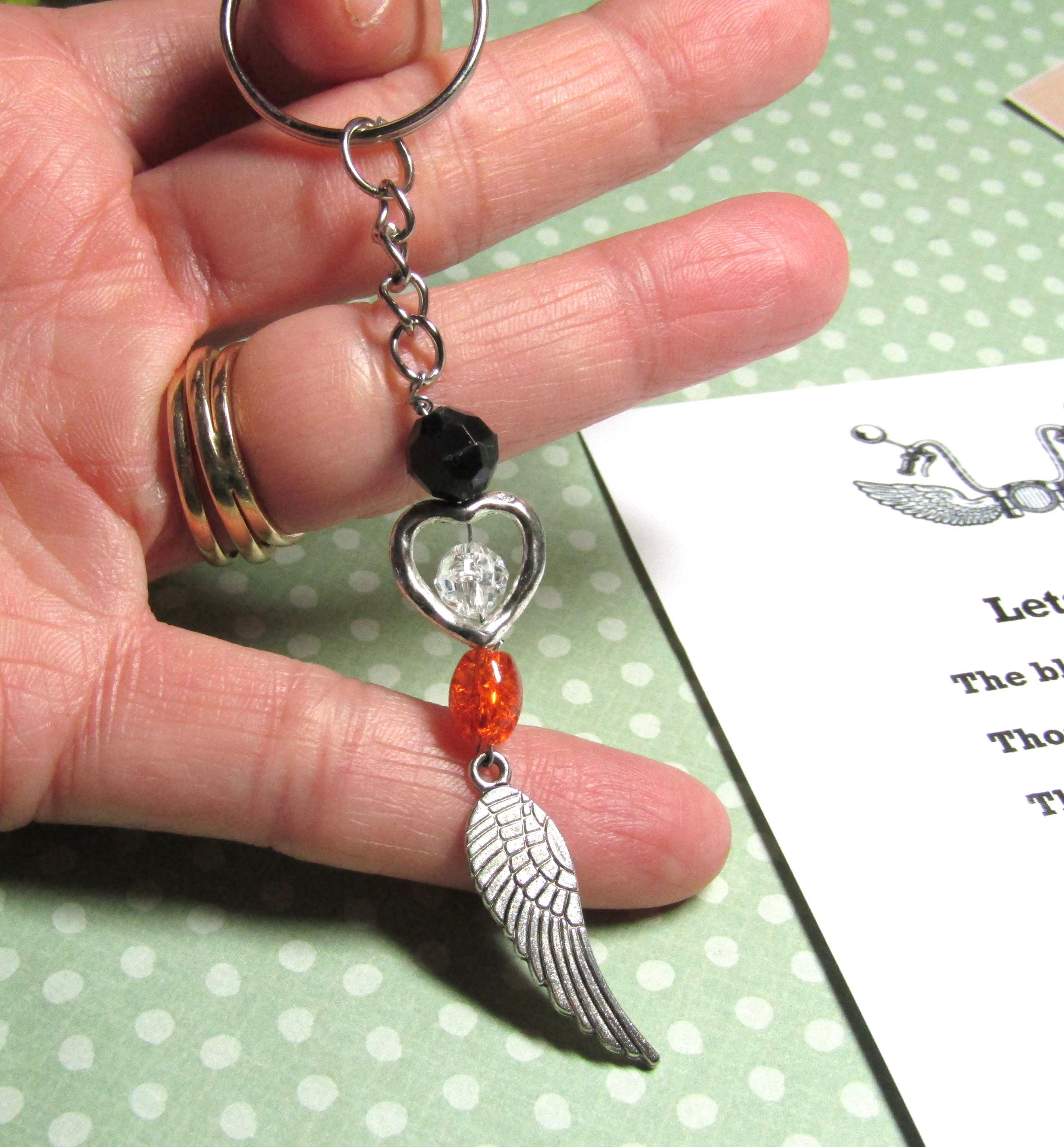 Motorcycle Quotes Keychains Motorcycle Riding Quote Harley Girl Keychain on Gift Card Heart Angel ...