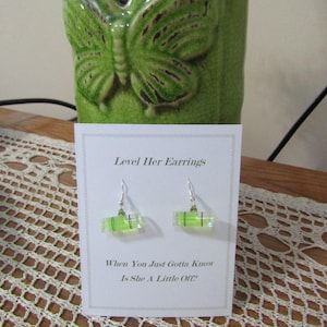 Spirit Level Earrings, Upcycled Bubble Levels Silver Plated Joke Gift
