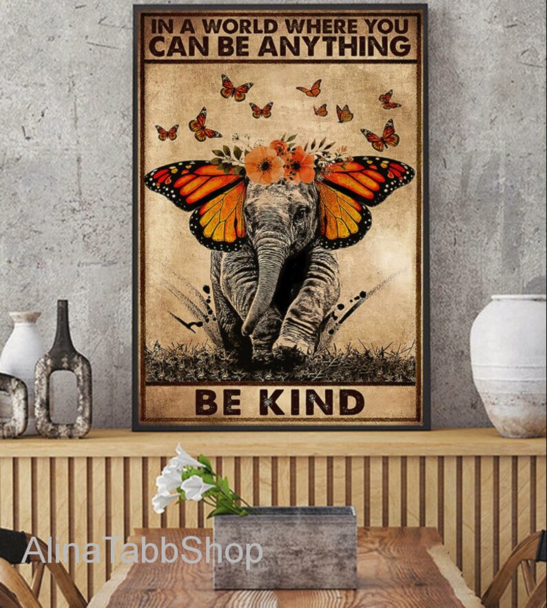 Wall Art In a world where you can be anything Canvas Be kind Etsy
