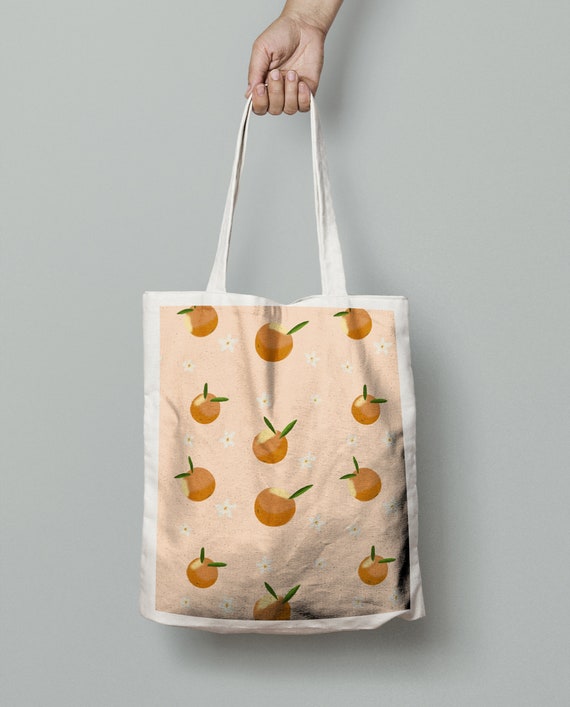 Tote Bag Canvas Orange Design Orange Tote Bag Tote Bag Uk | Etsy