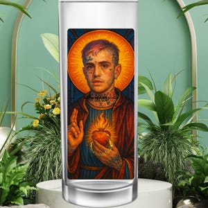 Saint Lil Peep Prayer Candle – Emo Rap Angel Tribute | 7-Day Memorial Candle | Gothic Alt Decor for Fans & Collectors | RIP Lil Peep