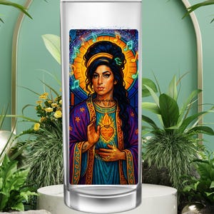 Amy Winehouse Saint Candle – Vibrant Pop Art Tribute, Soul Icon Memorial Candle, Musical Legend Amy Winehouse Prayer Candle | Saint Amy