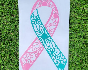 Awareness Ribbon Vinyl Decal | Customize | Ribbon Decal | Sticker  | Car Decal | Mandala Ribbon | Awareness | Cancer | Cancer Ribbon