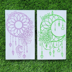 Dreamcatcher Vinyl Decal, Whimsical, Moon dreamcatcher, traditional dreamcatcher, flowers, Window Decal