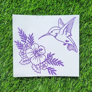 Hummingbird vinyl decal | Hummingbird flower car decal | Hibiscus | bird lover | bird watcher | Hummingbird sticker | Hibiscus Hummingbird