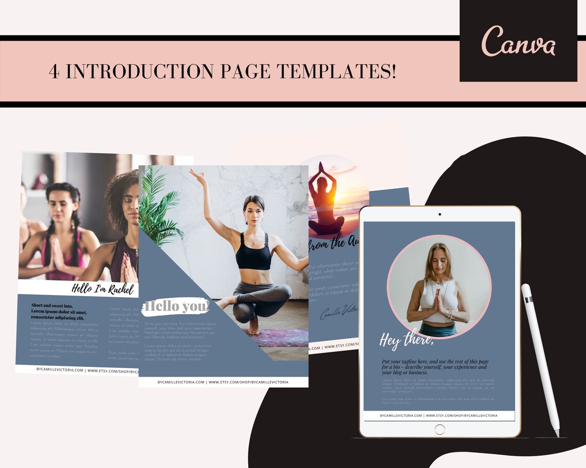 60 Page YOGA Canva Ebook Template and Workbook Template | Etsy