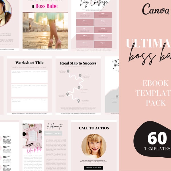 60 Page Canva Ebook Template and Workbook Template | Editable Ebook | Coach Ebook Template | Lead Magnet Template