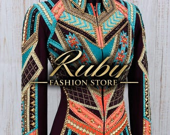Embellished Western Show Jacket | Geometric Showmanship Equestrian Top