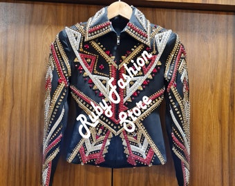 Red+Silver+Golden Western Custom Showmanship Jacket