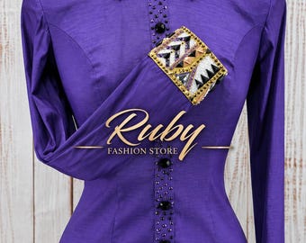 Western Show Shirt, Swarovski Crystal Rodeo Queen Top