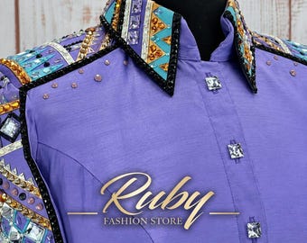 Western Show Shirt, Swarovski Crystal Rodeo Queen Top