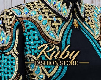 Embellished Western Show Jacket | Geometric Horsemanship Equestrian Top
