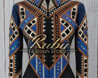 Embellished Western Show Jacket | Geometric Showmanship Equestrian Top
