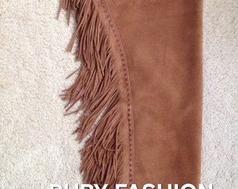 Handmade Suede Western Chaps: Custom Fringed Leather with Tooling