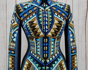 Embellished Western Show Jacket | Geometric Showmanship Equestrian Top