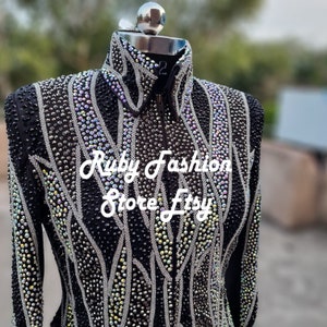 Black Base Silver Metallic and Ab Embellishment Showmanship Jacket