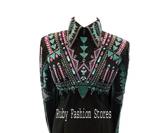 Western Custom Rodeo Queen, Showmanship, Horsemanship , Western Pleasure Show Shirt & Women Rail Jacket.