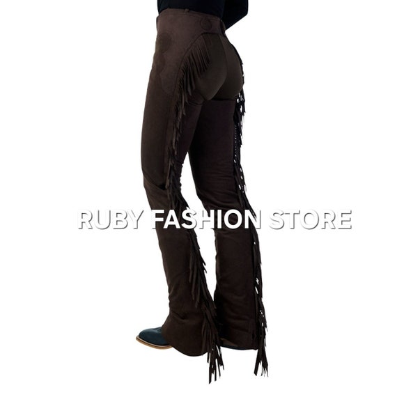 Custom Suede Western Chaps: Handmade Fringed Leather Chap