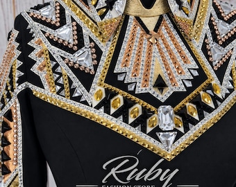Embellished Western Show Jacket | Geometric Horsemanship Equestrian Top