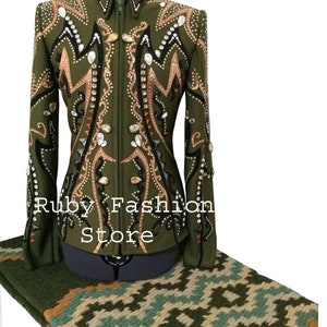 Jacket + Saddle Pad Western Custom Rodeo Queen, Showmanship, Horsemanship , Western Pleasure Show Shirt & Women Rail Jacket.