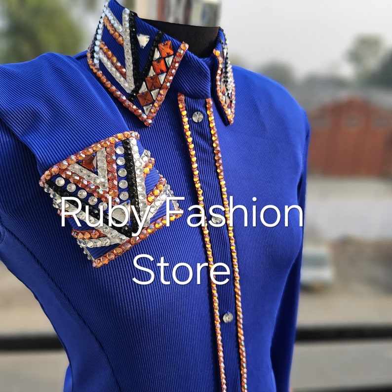 Printed Stripes Ladies Horse Show Shirt Etsy