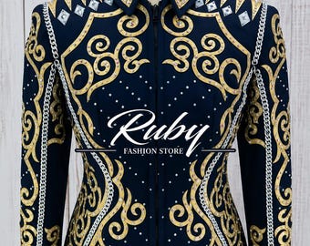 Embellished Western Show Jacket | Geometric Showmanship Equestrian Top