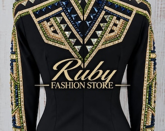 Embellished Western Show Jacket | Geometric Horsemanship Equestrian Top