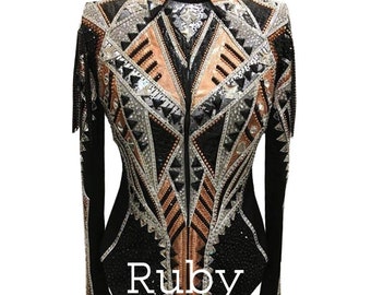 Rose Gold Western Show Jacket: Custom Rodeo Queen Horsemanship