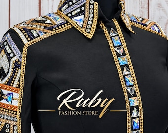 Western Show Shirt, Swarovski Crystal Rodeo Queen Top