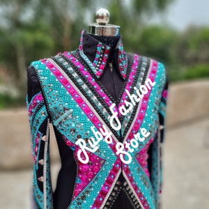 Turquoise+Fuchsia Western Custom Showmanship Jacket