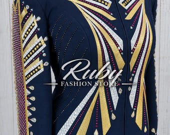 Embellished Western Show Jacket | Geometric Showmanship Equestrian Top