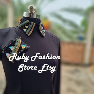 Black Base Retro Shirt with Golden AB and Green Accents