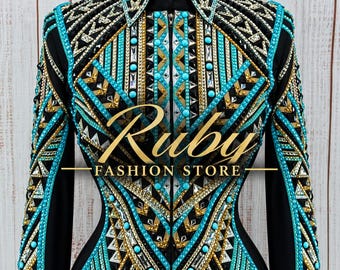 Embellished Western Show Jacket | Geometric Showmanship Equestrian Top