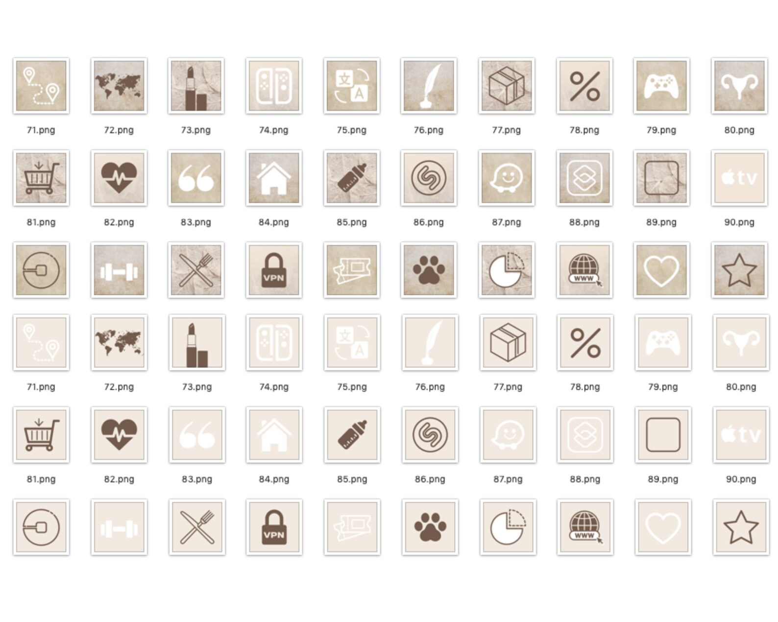 Pack of App Icons / beige collection Etsy