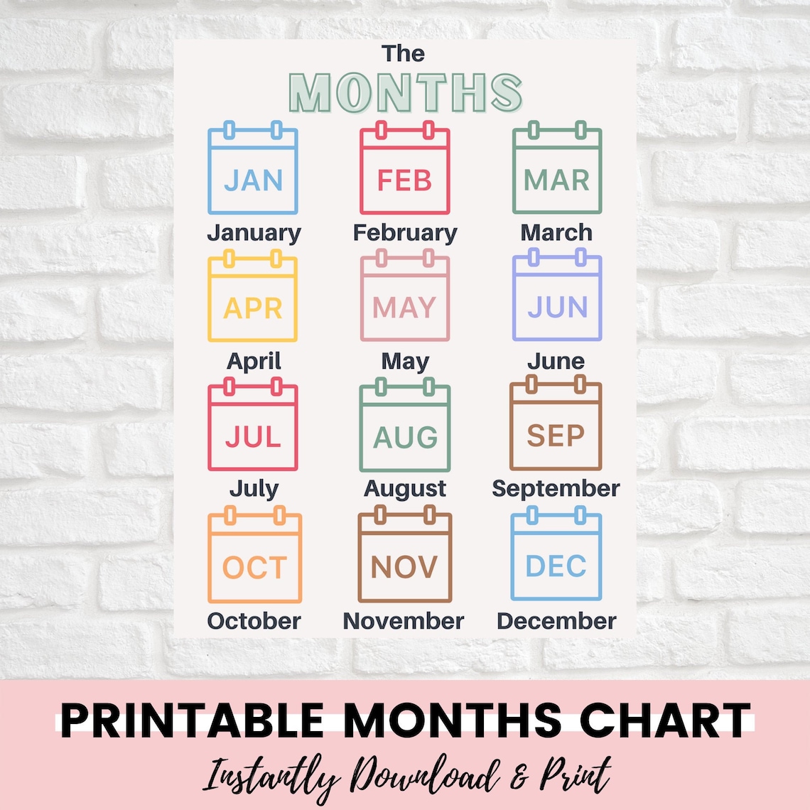 Months Chart Educational Printable Printable Homeschool | Etsy