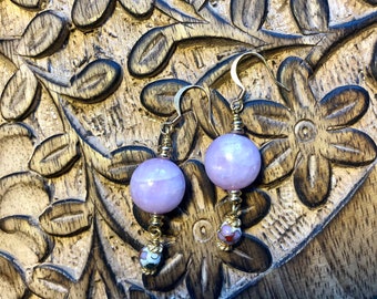 22k Kunzite and Cloisonné Earrings