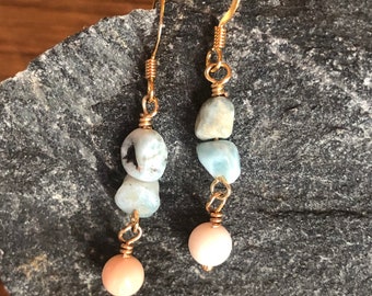 Rare Queen Conch Shell and Dominican Larimar