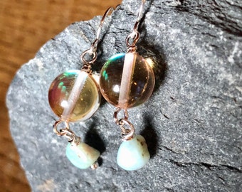 Orange Aura Quartz and Dominican Larimar