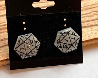 Échec critique d20 sparkly lueur dans les boucles d’oreilles sombres - sans nickel - Livraison gratuite