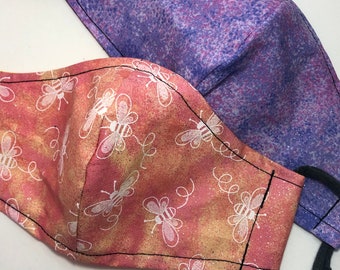 Abejas brillantes y sólidos en un adorable conjunto de 2 máscaras para niños