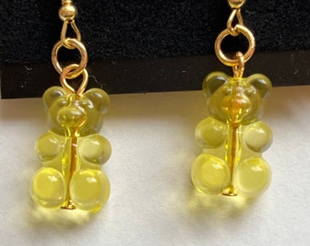 Boucles d’oreilles jaunes en gomme transparente - en plastique - sans nickel - ENVOIE GRATUIT