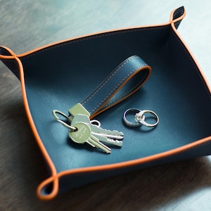Personalized Leather Valet Tray: Engraved, Handmade