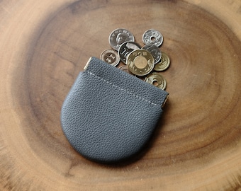 Gray Leather Squeeze Coin Purse - Arch Design